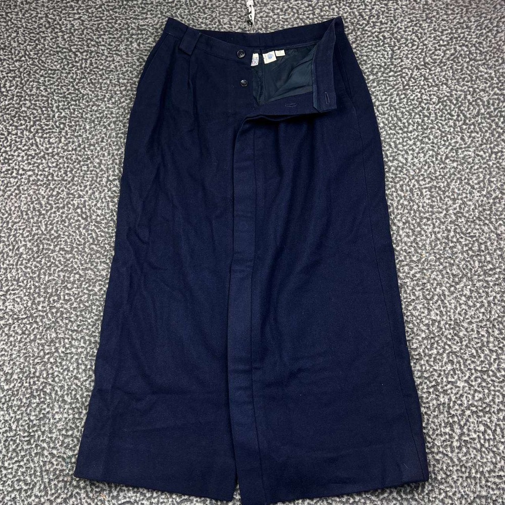Vintage JG Hook Midi Skirt Women 14 Navy Blue 100% Wool Pocket Outdoor